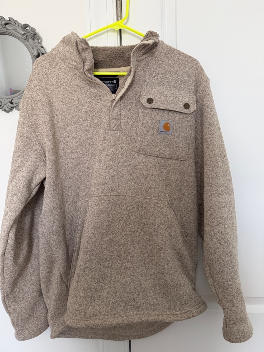 Carhartt Heathered Tan Quarter-Zip Fleece Pullover